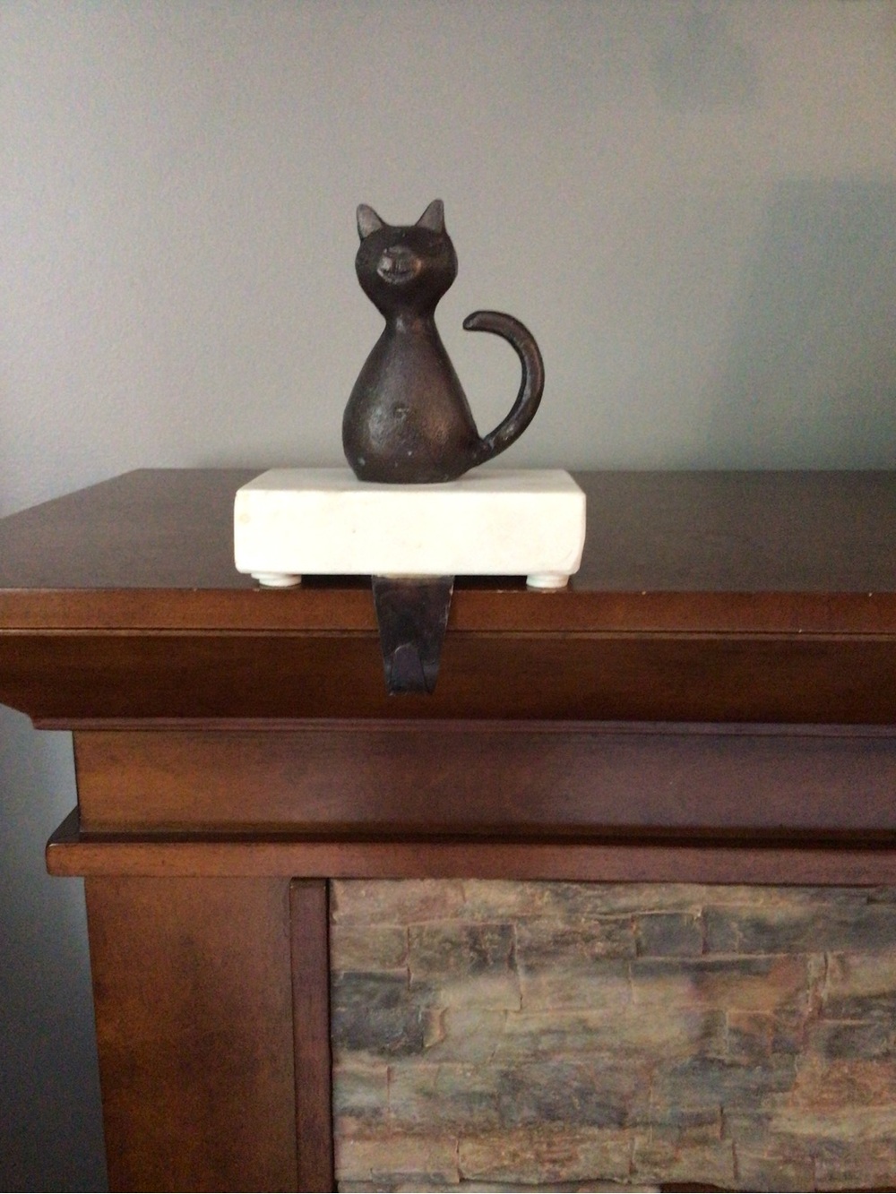 Bronze Kitty Cat stocking holder